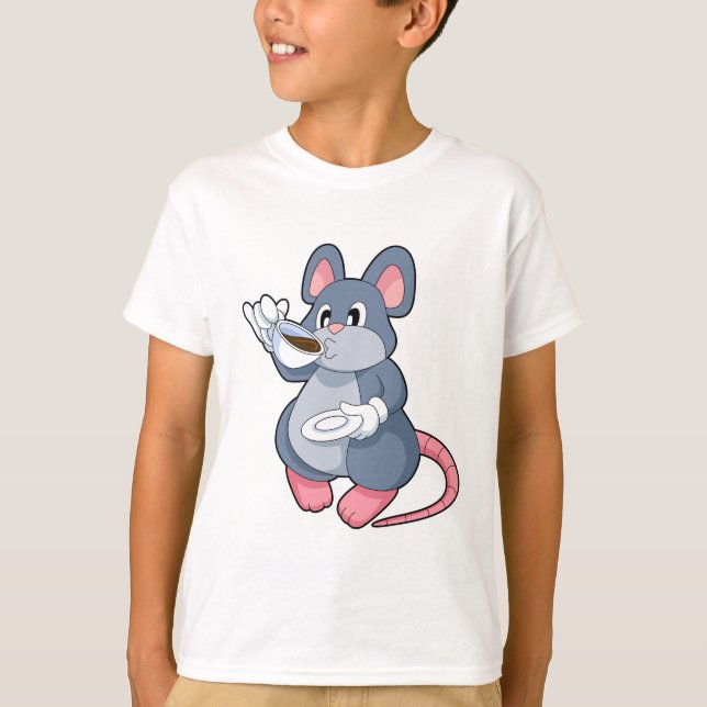 Mouse with Coffee Cup T-Shirt (Front)