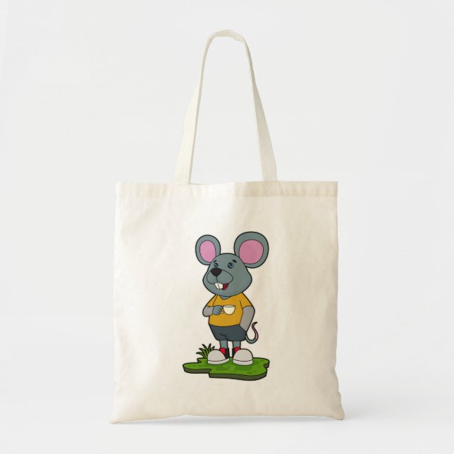 Mouse with Coffee cup Tote Bag (Front)