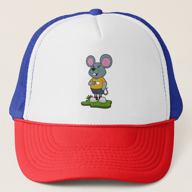 Mouse with Coffee cup Trucker Hat (Front)