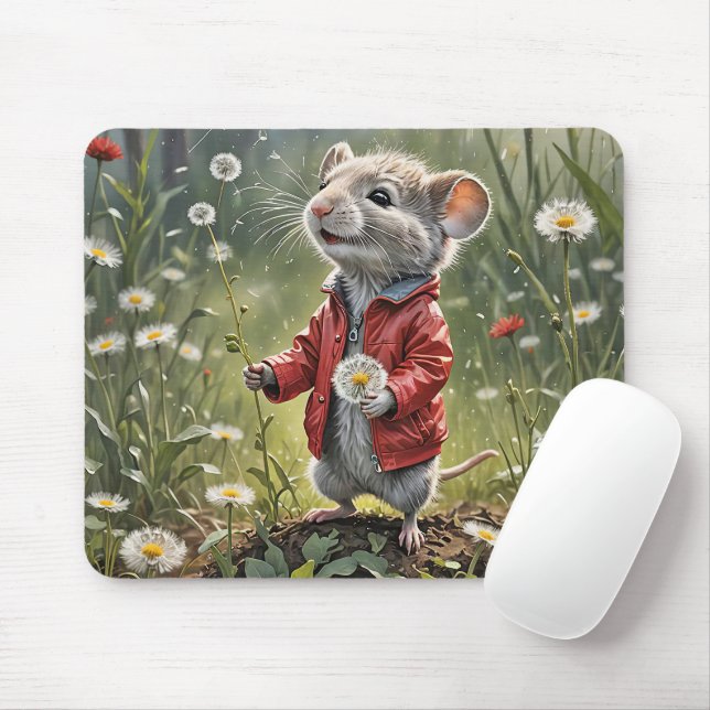Mouse With Dandelion Mouse Pad (With Mouse)