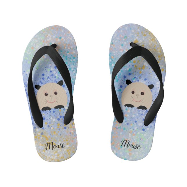 Mouse with Dotted Background for Kids Kid's Thongs (Footbed)