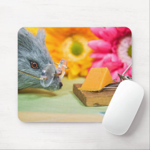Mouse with Glasses and Cheese Mouse Pad
