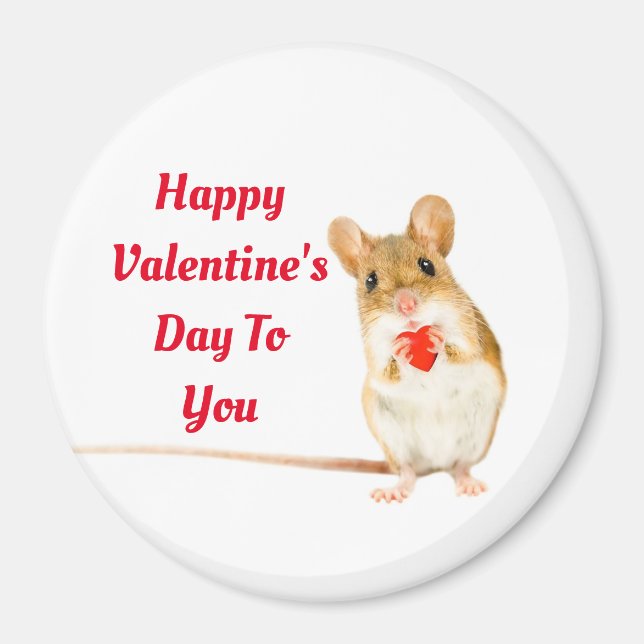 Mouse With Heart Circle Magnet (Front)