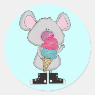 Mouse with Ice Cream Tshirts and Gifts Classic Round Sticker