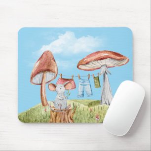 Mouse with Mushroom Clothesline Pad