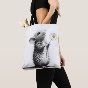 Mouse With White Daisy Tote Bag
