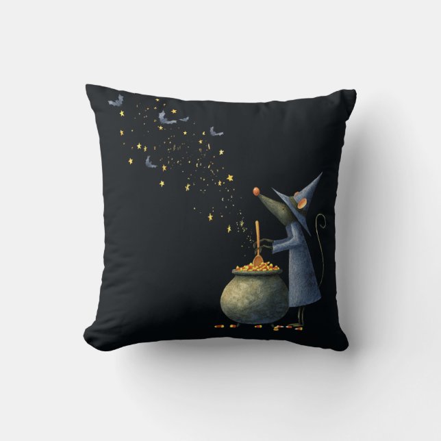 Mouse Wizard Pillow with Pattern Back (Front)