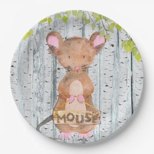 Mouse- Woodland Friends - Watercolor illustration Paper Plate