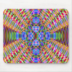 Mousemat Abstract Psychedelic Design, Red Blue