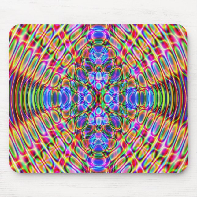 Mousemat Abstract Psychedelic Design, Red Blue (Front)