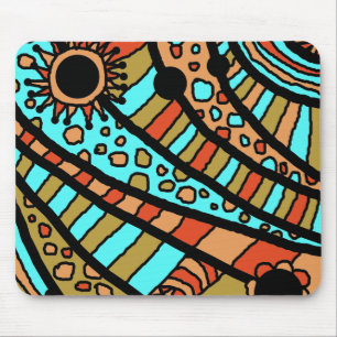 Mousemat, Abstract Summer Fun Blue Orange Mouse Pad