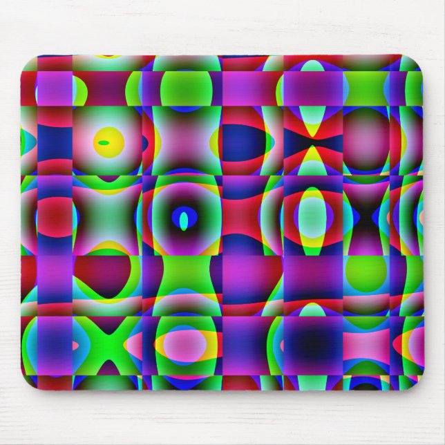 Mousemat Abstract Trippy Squares, Psychedelic (Front)