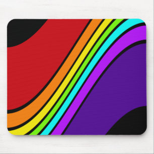 Mousemat Rainbow Stripes Curvy Optical Fun