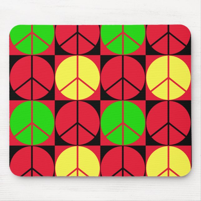 Mousemat Rasta Peace Chequered Pattern (Front)