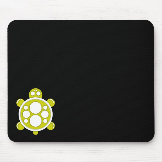 Mousemat, round turtle, yellow white black mouse pad (Front)