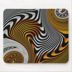 Mousepad Abstract Orange Black Silver Design