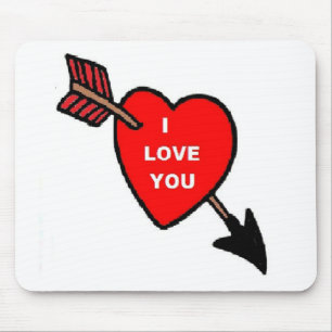 Mousepad Arrow Thru Heart Red, I Love You