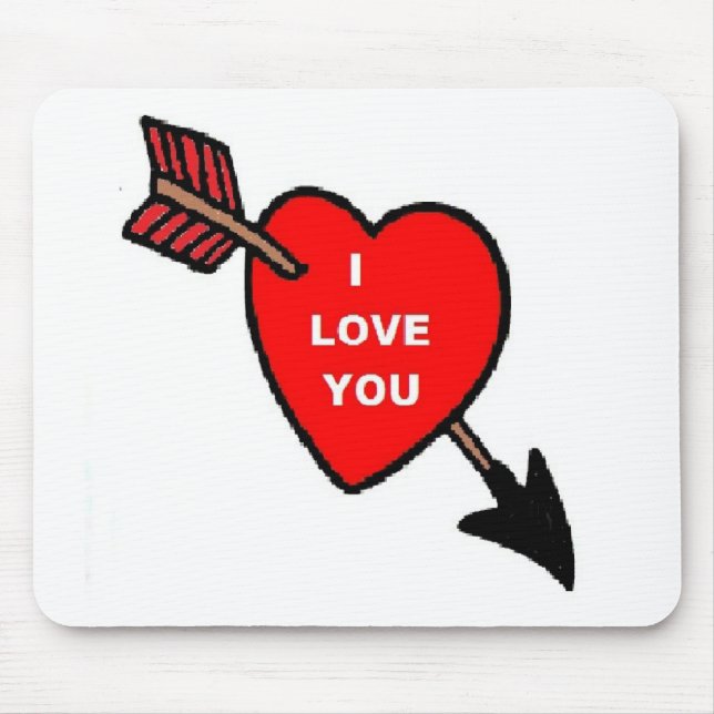 Mousepad Arrow Thru Heart Red, I Love You (Front)