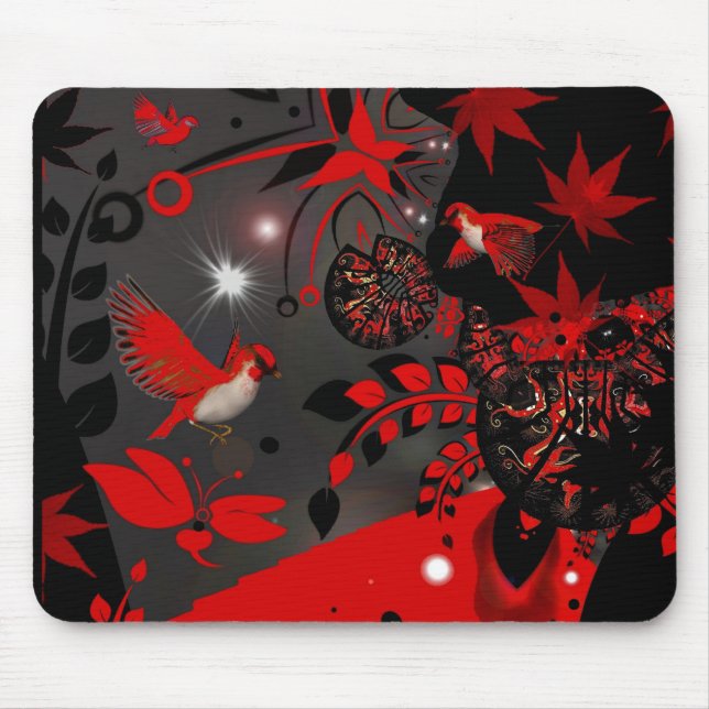 Mousepad Asian Red Birds (Front)