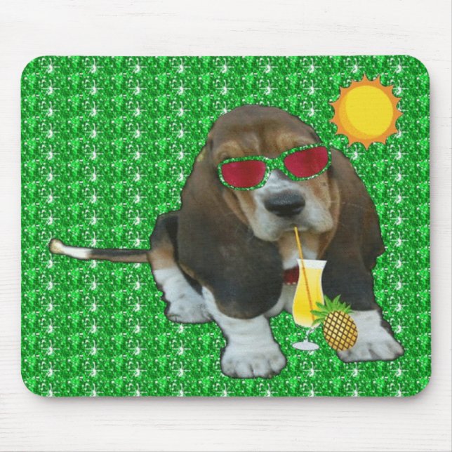 Mousepad Baby Basset Hound Summer Time (Front)