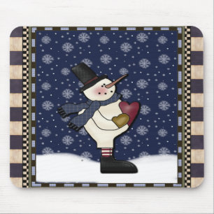 Mousepad - Big Heart Christmas Snowman