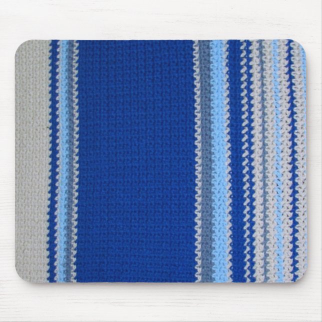 Mousepad - Blue Stripes in Crochet (Front)