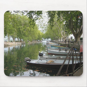 Mousepad: Boats, Canal, Lake Annecy, France Mouse Pad