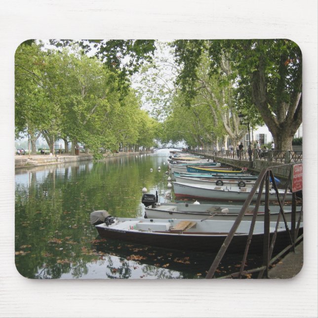 Mousepad: Boats, Canal, Lake Annecy, France Mouse Pad (Front)