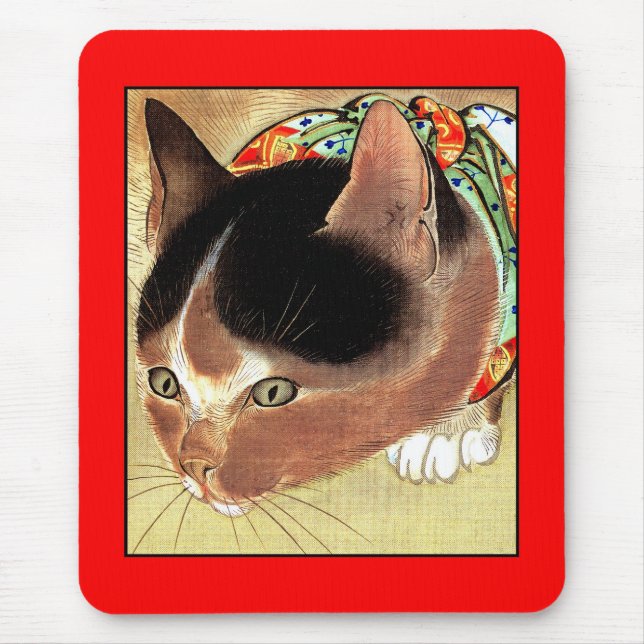 Mousepad: "Curious Kitty Cat" Mouse Pad (Front)