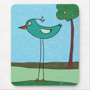 Mousepad, Cute Bird and Tree Mouse Pad
