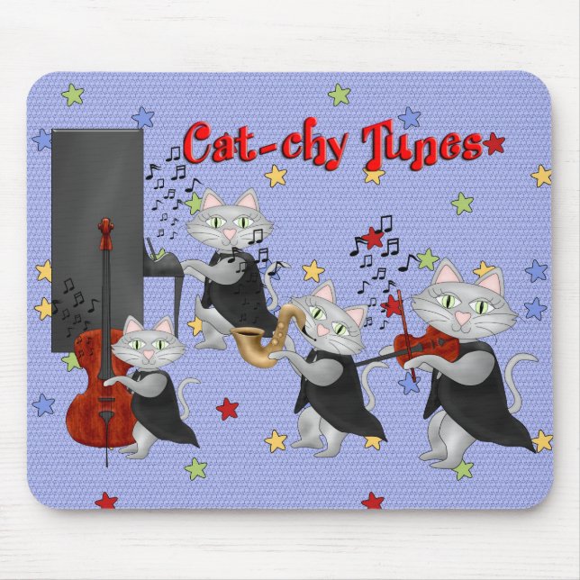 Mousepad Cute Cats Music Musical Cat Band (Front)
