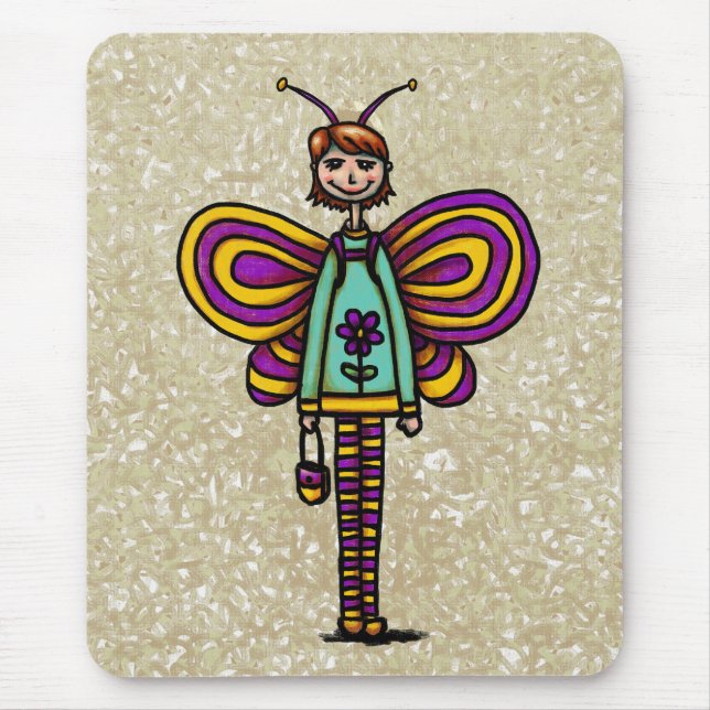Mousepad, Cute Girly Butterfly Costume Mouse Pad (Front)