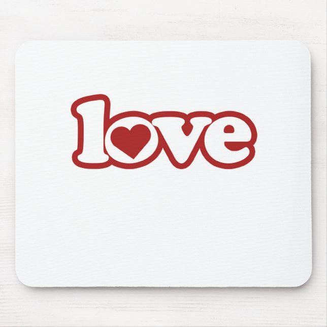 Mousepad, Cute Retro Love Design, Red & White Mouse Pad (Front)