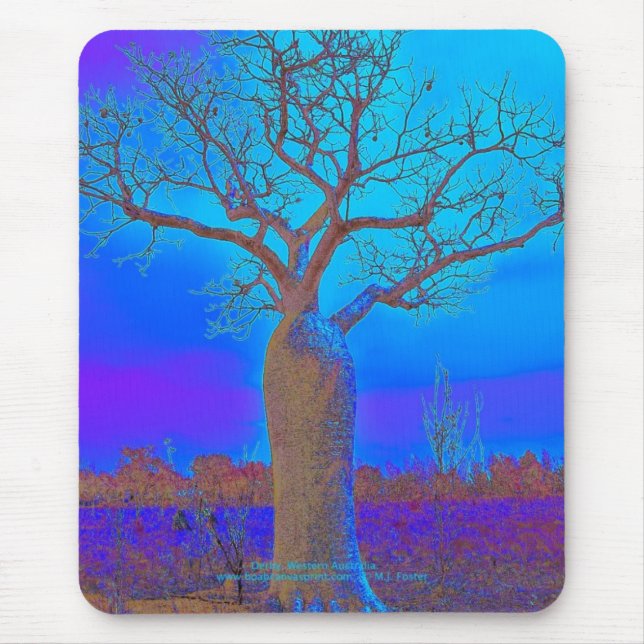 Mousepad - Elegant Blue Boab Tree. (Front)