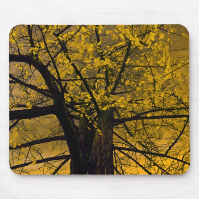 Mousepad Fall Yellow Tree Painting (Front)