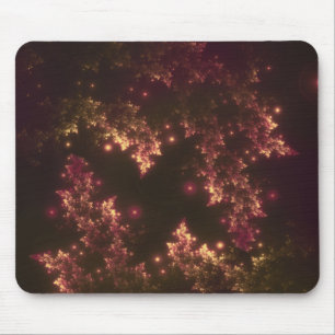 Mousepad Fractal Leaves Red Glow