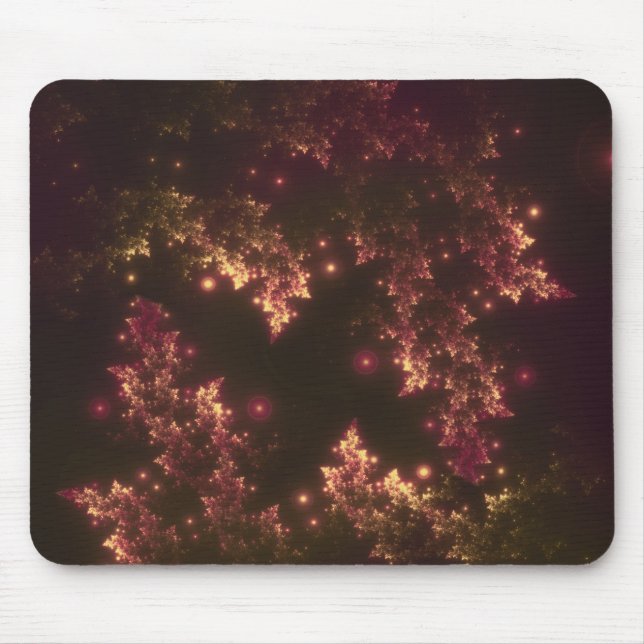 Mousepad Fractal Leaves Red Glow (Front)