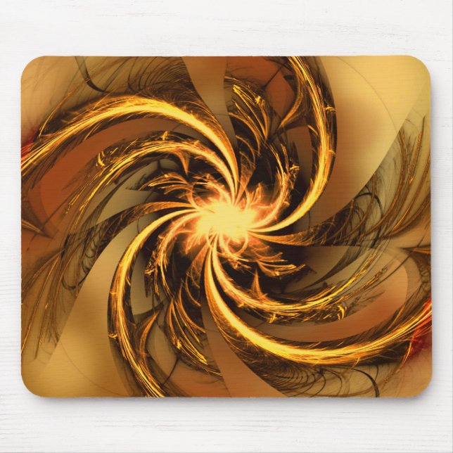 Mousepad Fractal Twisted Glow Yellow (Front)