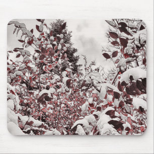 Mousepad Fresh Snow On Red Leaves