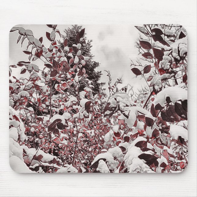 Mousepad Fresh Snow On Red Leaves (Front)