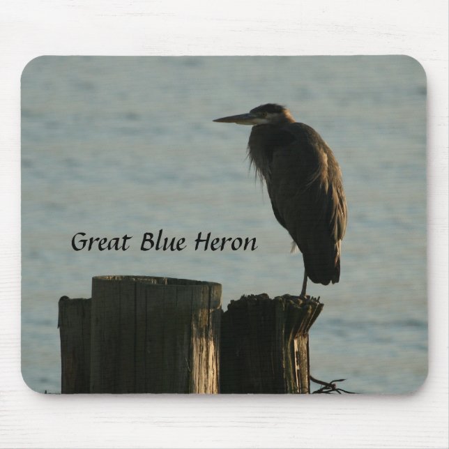 Mousepad:  Great Blue Heron Mouse Pad (Front)
