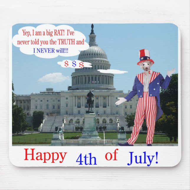 mousepad.  Happy 4th.  rat/unclesam Mouse Pad (Front)