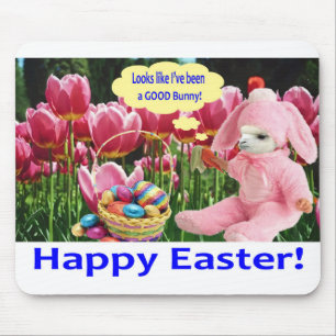 mousepad.  Happy Easter.  alpaca/bunny Mouse Pad
