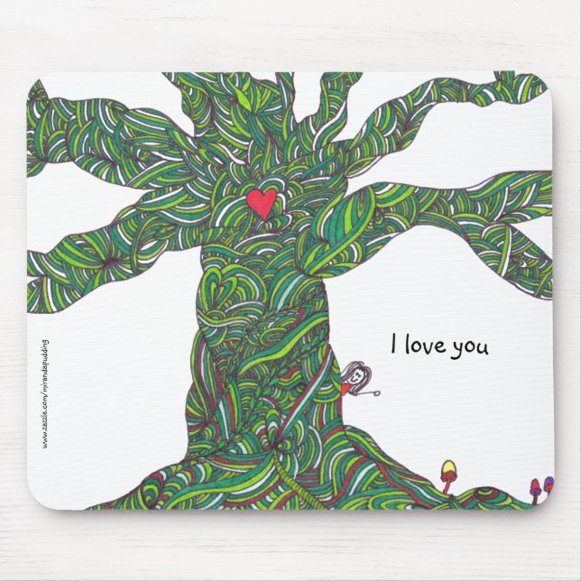 Mousepad - I love you - tree with character (Front)