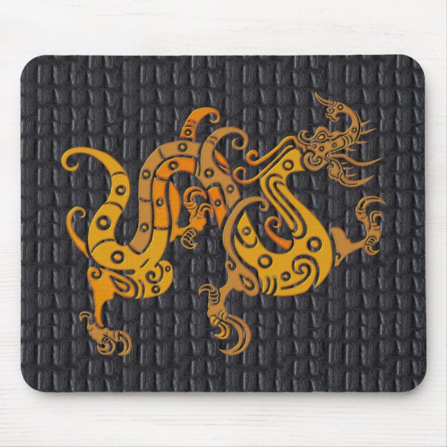 Mousepad Leather Gold Dragon  (25-006) (Front)