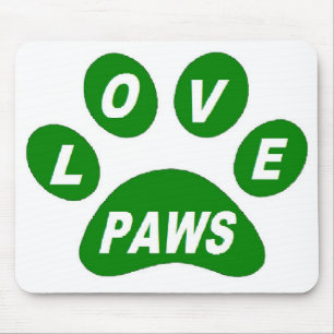 Mousepad Love Paws on Paws Green