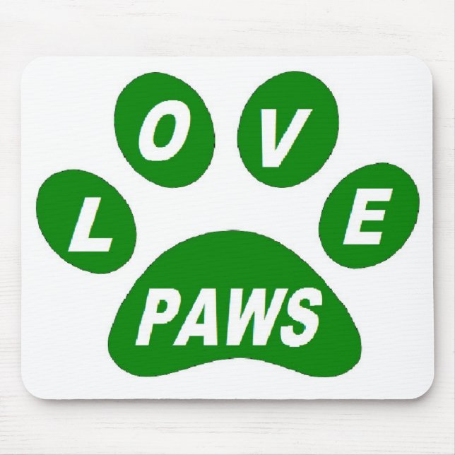 Mousepad Love Paws on Paws Green (Front)
