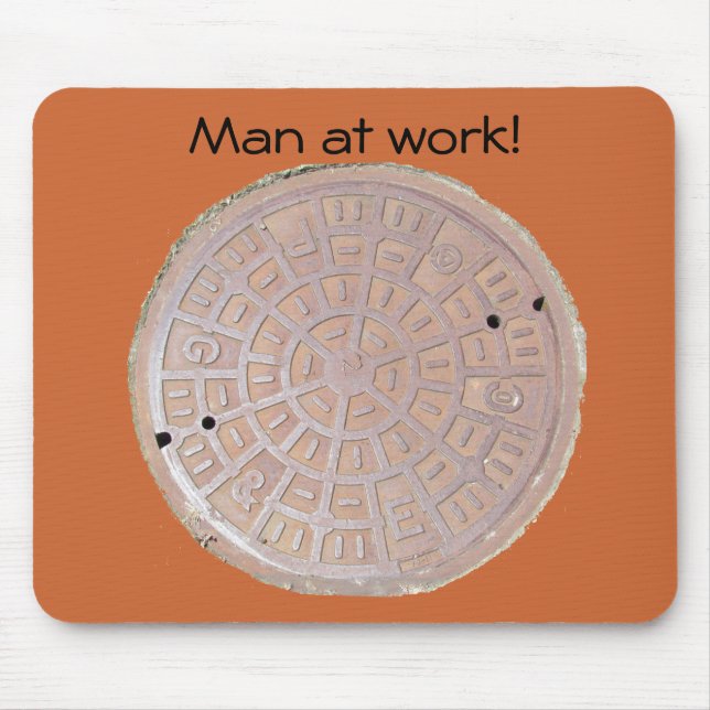 Mousepad - Man at work (manhole) (Front)