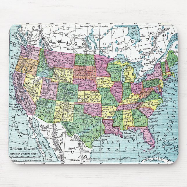 Mousepad:  Map of United States, 1921 Mouse Pad (Front)