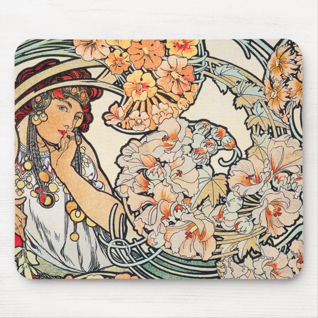 Mousepad:  Mucha - Language of Flowers Mouse Pad (Front)
